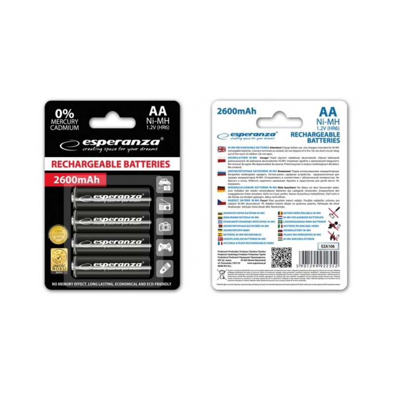 Аккумулятор Esperanza EZA106 AA Ni-MH 2600 mAh 4шт
