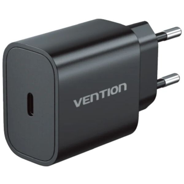 Мережевий зарядний пристрій Vention G17B0 20W USB-C Black + кабель Lightning (G17B0-EU)