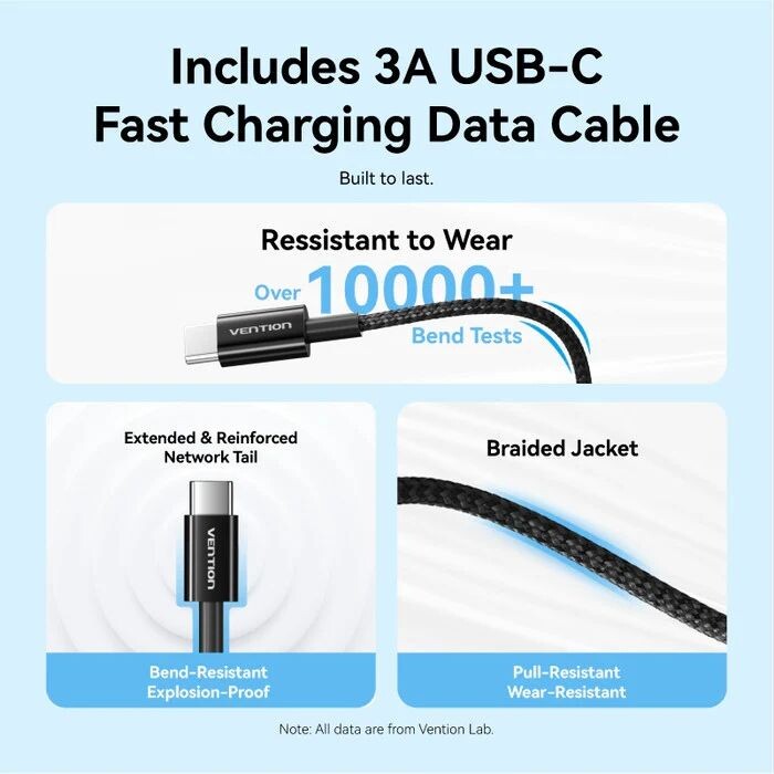 Мережевий зарядний пристрій Vention G17B0 20W USB-C Black + кабель Lightning (G17B0-EU)
