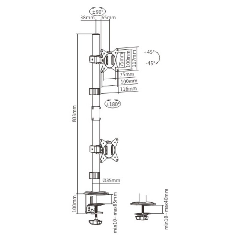 Кронштейн Brateck LDT66-C02V (VESA100x100)