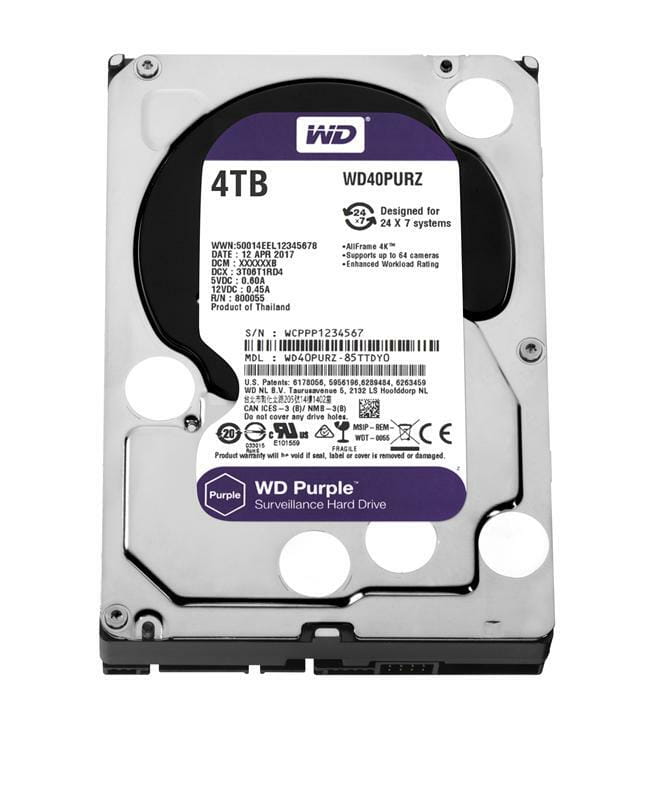 Накопитель HDD SATA 4.0TB WD Purple 5400rpm 64MB (WD40PURZ)