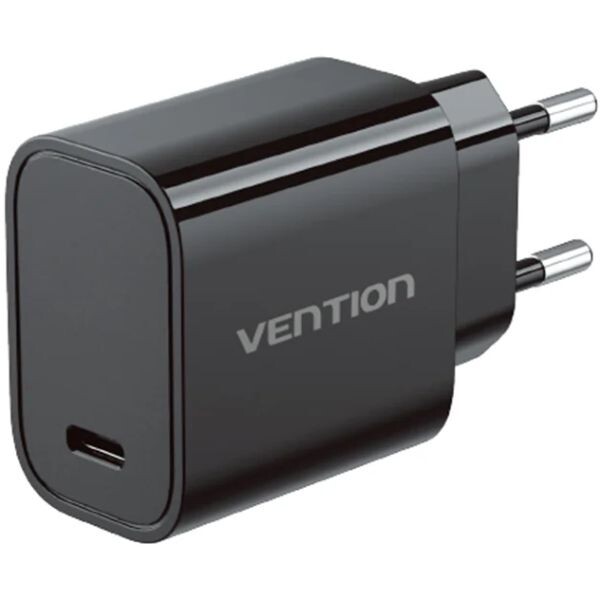 Мережевий зарядний пристрій Vention G18B0 30W USB-C Black + кабель USB Type-C (G18B0-EU)