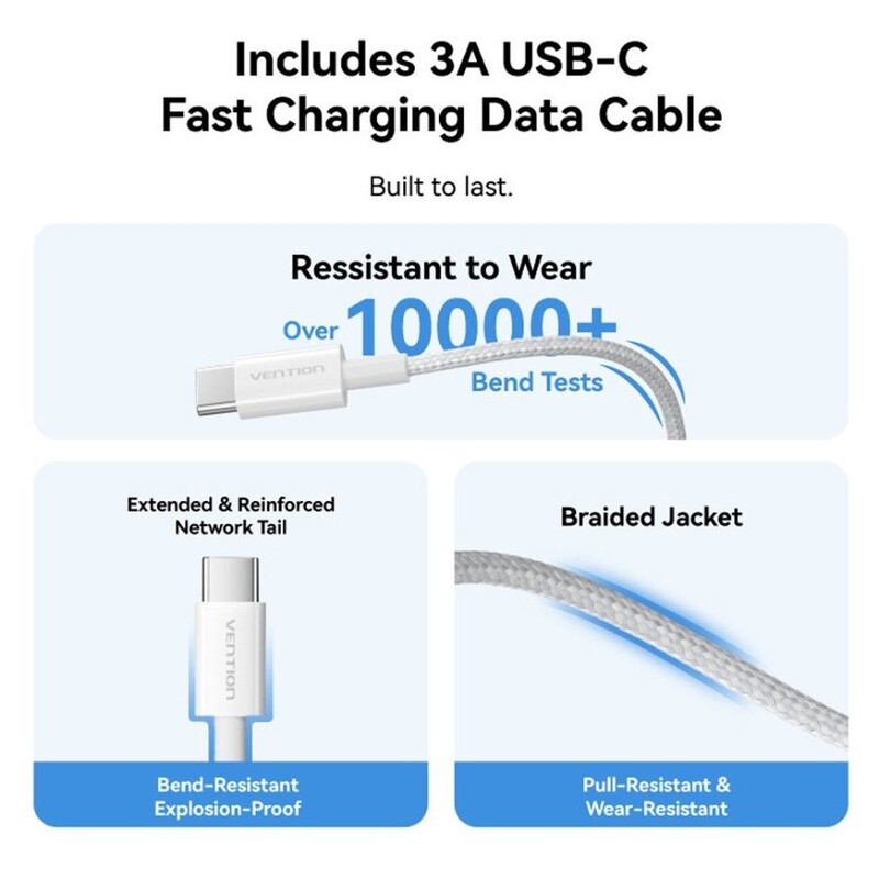Мережевий зарядний пристрій Vention G18W0 30W USB-C White + кабель USB Type-C (G18W0-EU)
