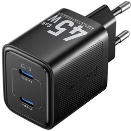Мережевий зарядний пристрій Vention FEFB0 45W 2xUSB-C Black (FEFB0-EU)