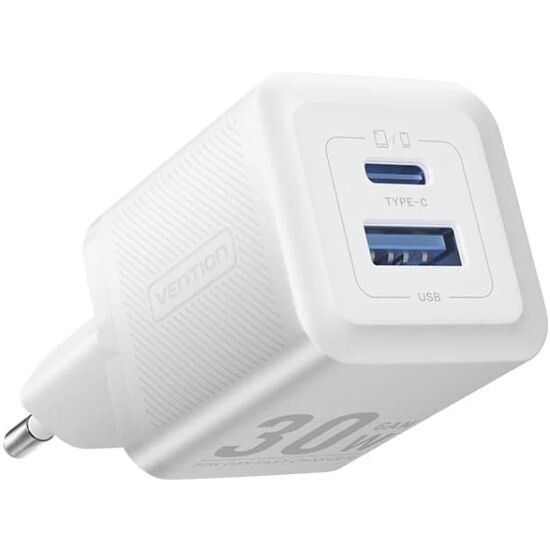 Мережевий зарядний пристрій Vention FEQW0 30W USB-A+USB-C White + кабель USB Type-C (TZ-FEQW0-EU-01)