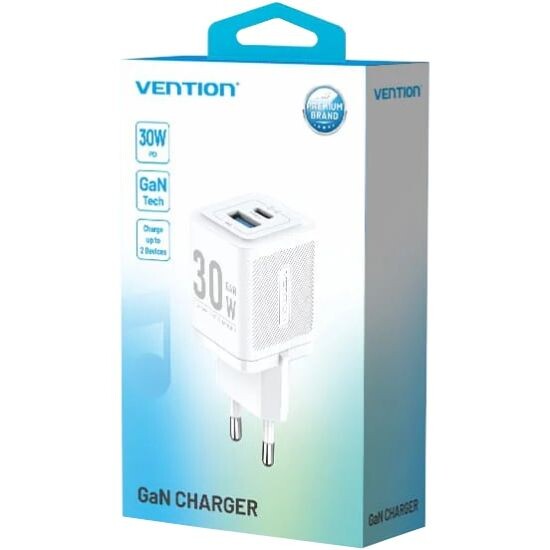 Мережевий зарядний пристрій Vention FEQW0 30W USB-A+USB-C White + кабель USB Type-C (TZ-FEQW0-EU-01)