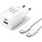 Фото - Мережевий зарядний пристрій Vention FEQW0 30W USB-A+USB-C White + кабель USB Type-C (TZ-FEQW0-EU-01) | click.ua