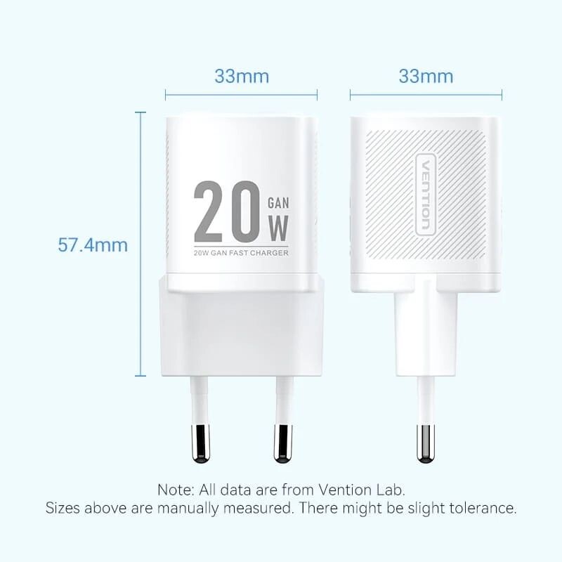 Сетевое зарядное устройство Vention FEPW0 20W USB-C White + кабель USB Type-C (TZ-FEPW0-EU-01)