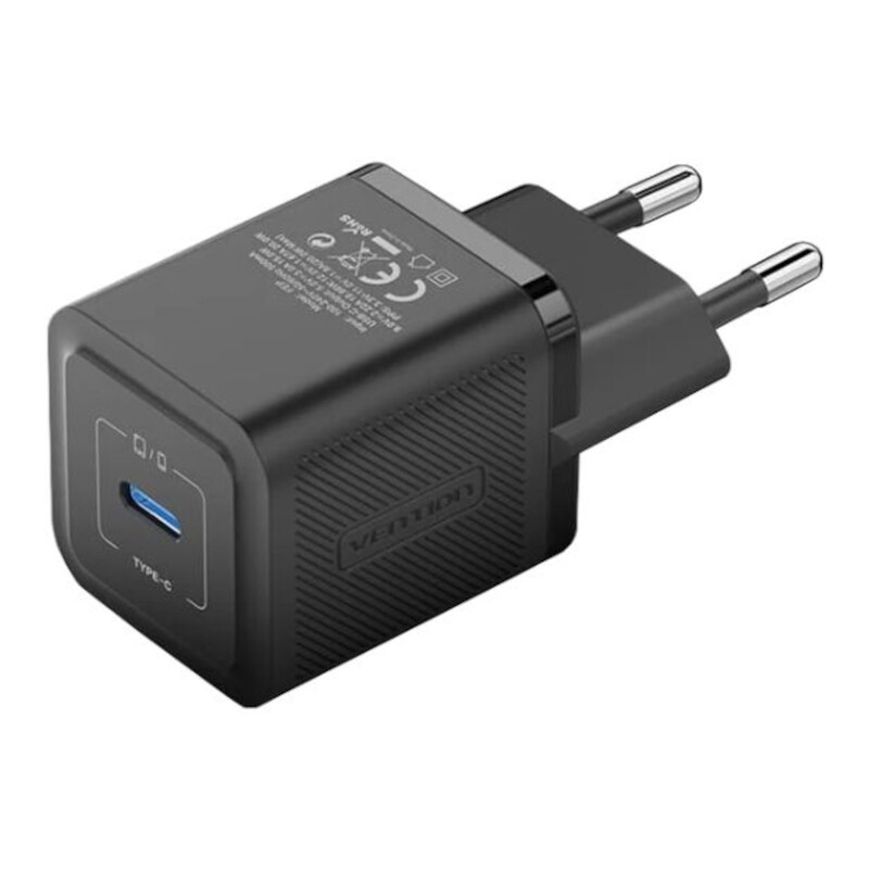 Сетевое зарядное устройство Vention FEPB0 20W USB-C Black + кабель USB Type-C (TZ-FEPB0-EU-01)