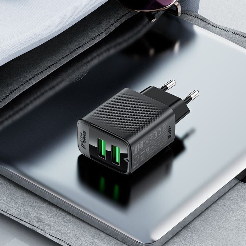 Сетевое зарядное устройство Acefast A86 12W 2xUSB-A Black (6974316283270)