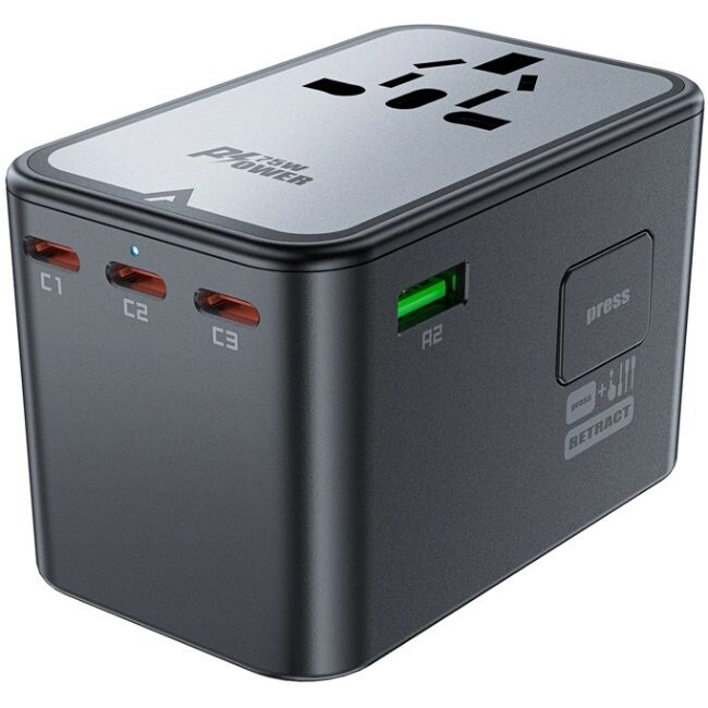 Сетевое зарядное устройство Acefast GaN Z1 Travel 72W 2xUSB-A+3xUSB-C Black (6974316282495)