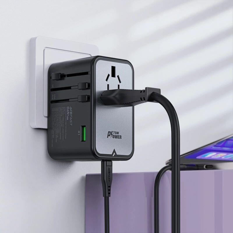 Сетевое зарядное устройство Acefast GaN Z1 Travel 72W 2xUSB-A+3xUSB-C Black (6974316282495)
