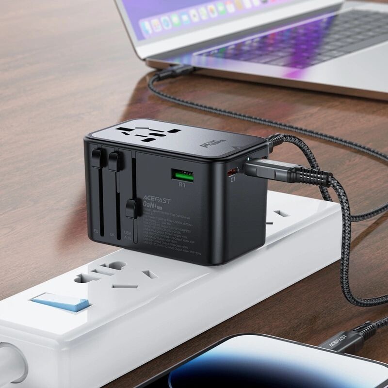 Сетевое зарядное устройство Acefast GaN Z1 Travel 72W 2xUSB-A+3xUSB-C Black (6974316282495)