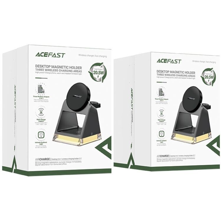 Беспроводное зарядное устройство Acefast E17 3-in-1 15W Black (6974316282815)