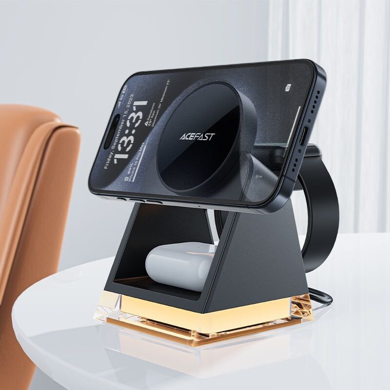 Беспроводное зарядное устройство Acefast E17 3-in-1 15W Black (6974316282815)