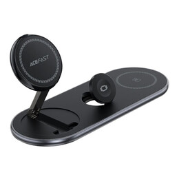 Бездротовий зарядний пристрій Acefast E19 Qi2 3-in-1 15W Black (6974316283096)