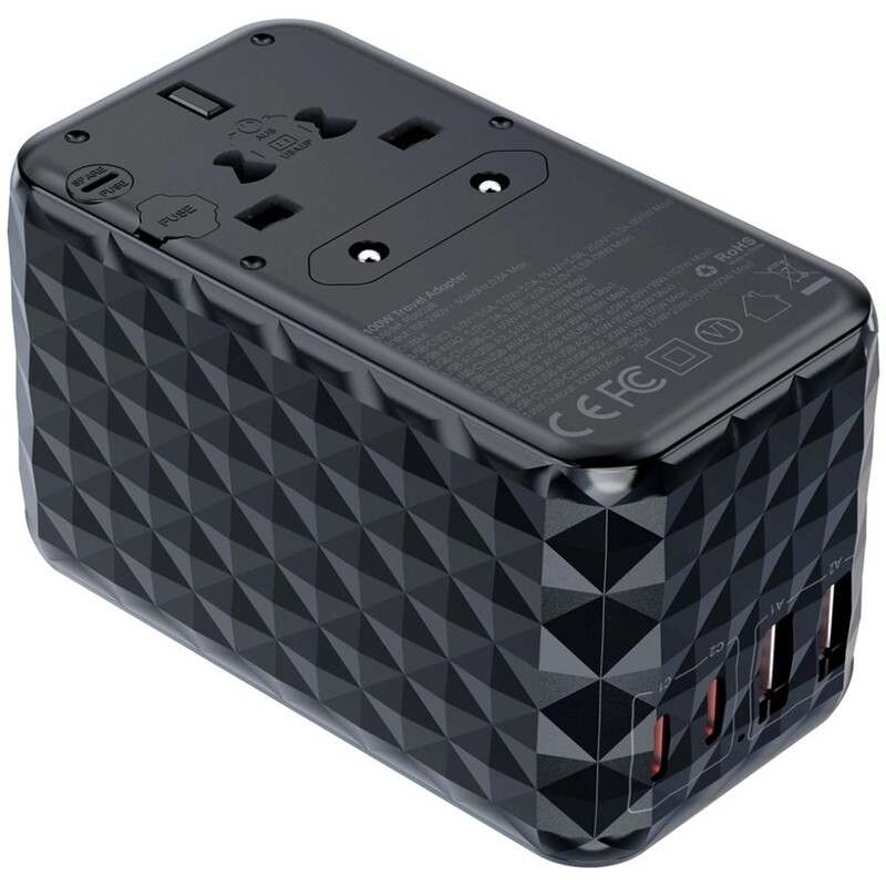 Сетевое зарядное устройство Choetech сharger diamond 100W 2xUSB-A+2xUSB-C Black (PD6028-BK)