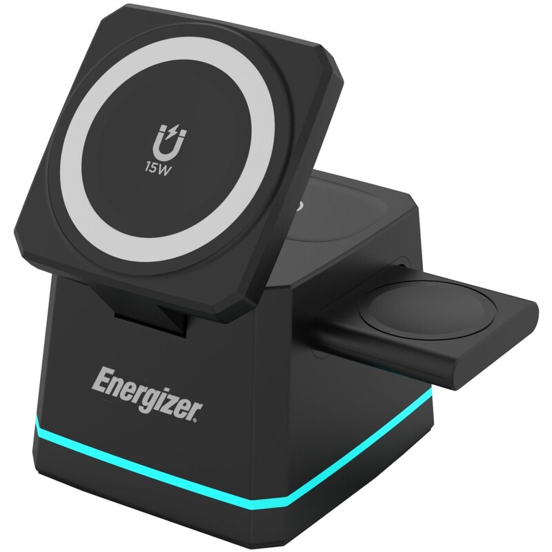 Беспроводное зарядное устройство Energizer WCP307 3-in-1 15W Black (WCP307)