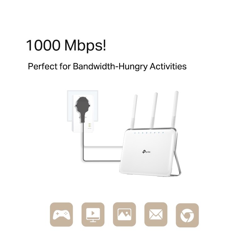 Адаптер Powerline TP-Link TL-PA7017p (AV2 1000, 1xGE, розетка, 1-pack)