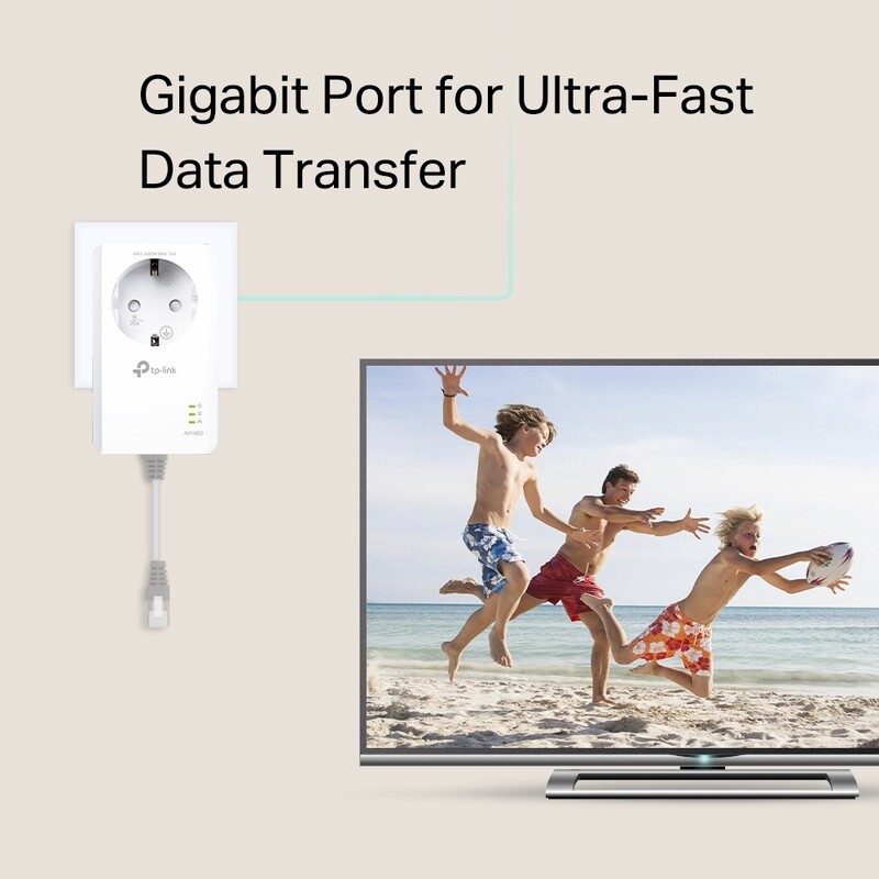 Адаптер Powerline TP-Link TL-PA7017p (AV2 1000, 1xGE, розетка, 1-pack)