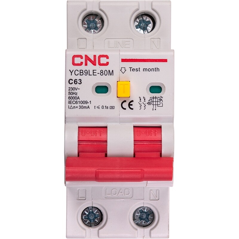 Диференційний автоматичний вимикач CNC Electric YCB9LE-80M 2P C63 6000A 30mA 230V (NV821914)