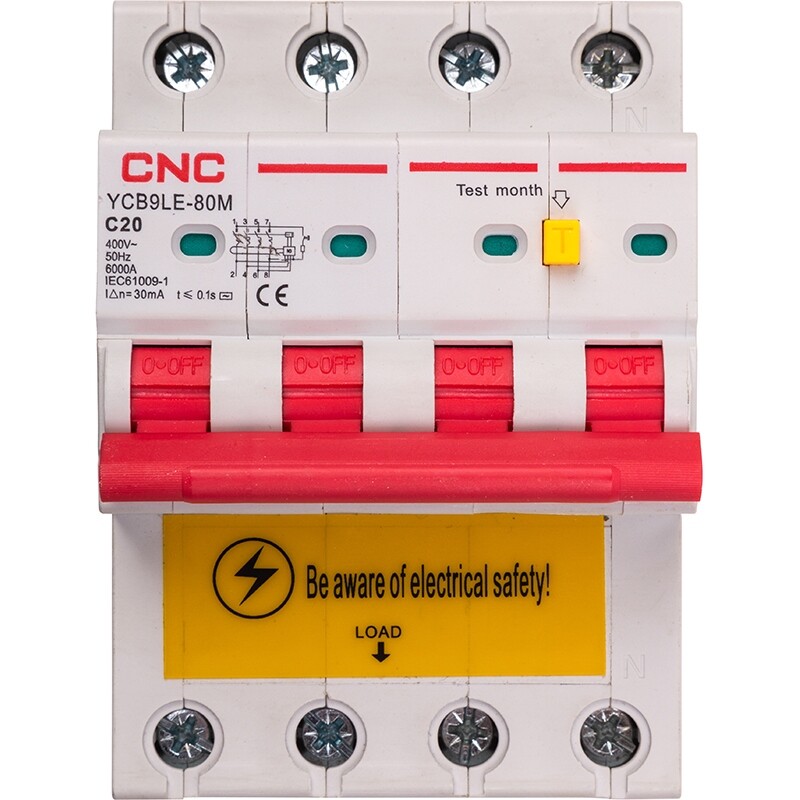 Диференційний автоматичний вимикач CNC Electric YCB9LE-80M 4P C20 6000A 30mA 230V (NV821938)