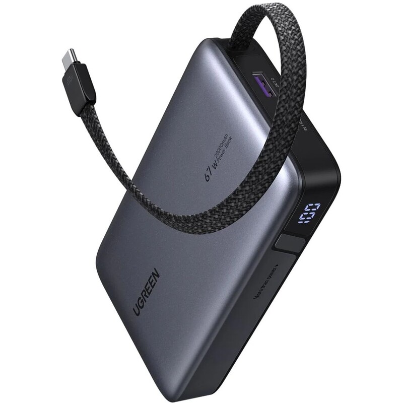 Универсальная мобильная батарея Ugreen PB550 20000mAh, 67W, Grey (55996B)