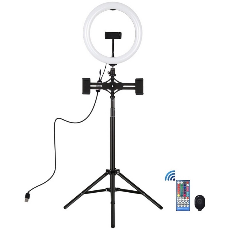 Кольцевая USB RGBW LED-лампа Puluz PKT3055B 10.2" + штатив 1.65 м