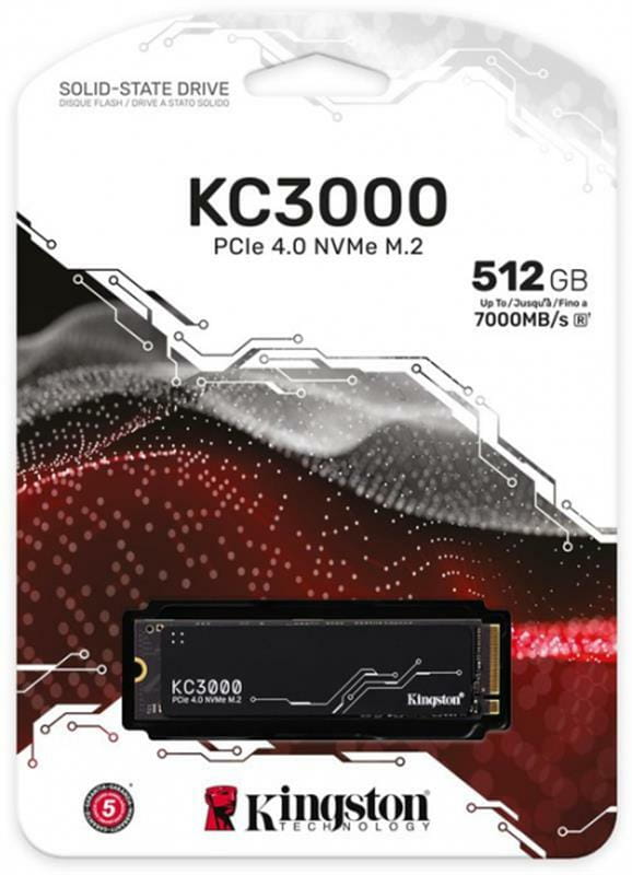 Накопитель SSD  512GB Kingston KC3000 M.2 2280 PCIe 4.0 x4 NVMe 3D TLC (SKC3000S/512G)