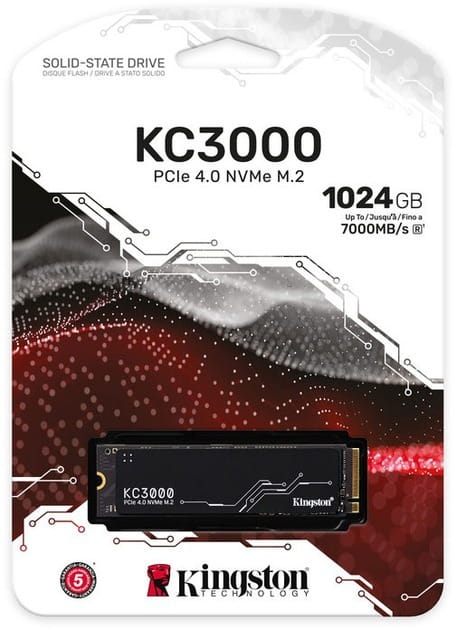 Накопитель SSD 1TB Kingston KC3000 M.2 2280 PCIe 4.0 x4 NVMe 3D TLC (SKC3000S/1024G)