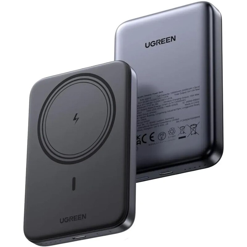 Універсальна мобільна батарея Ugreen PB561 10000mAh 20W Magnetic Wireless Black (25919)