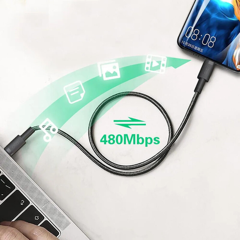 Кабель XO NBQ199 High Power Braided, USB-C - USB-C, (M/M), 100W, 1 м, Black (NBQ199_С_Black)