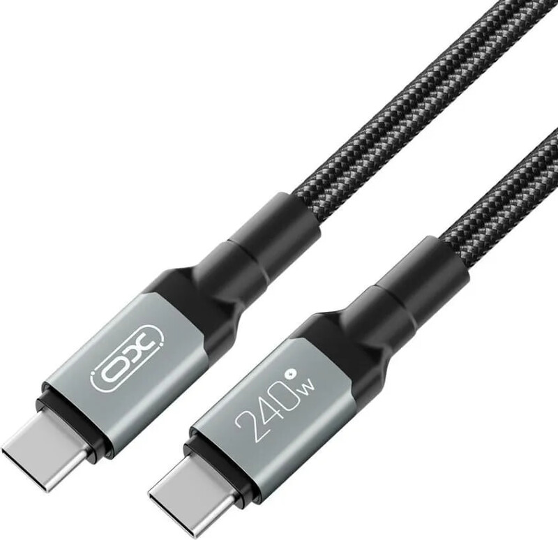 Кабель XO NBQ264A High Power Braided, USB-C - USB-C, (M/M), 240W, 1 м, Black (NBQ264A_С_Black)