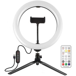 Кольцевая USB LED-лампа Puluz PKT3082B 10" + настольный штатив