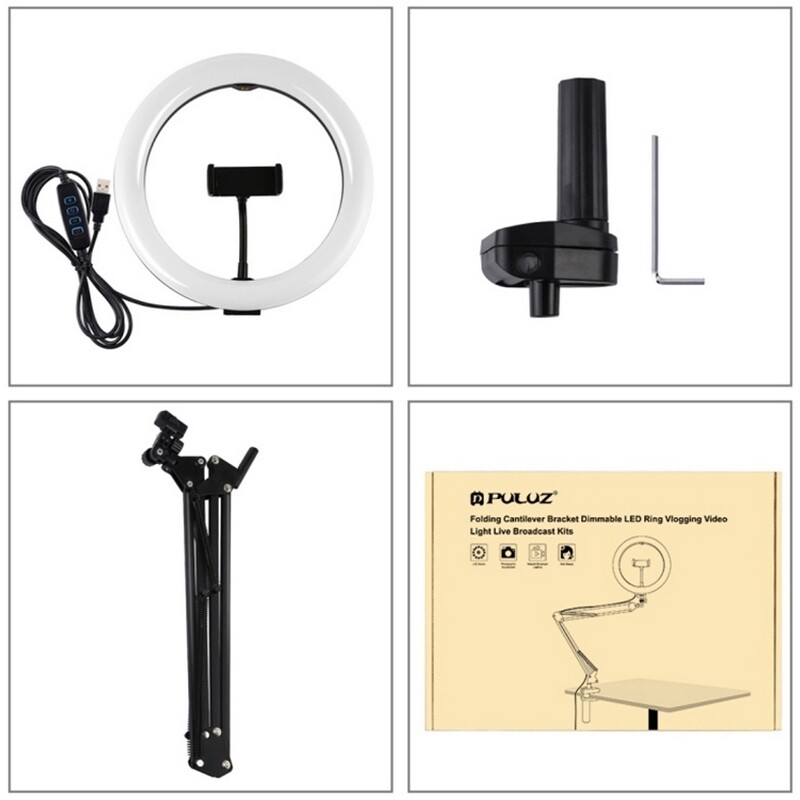 Кольцевая USB LED-лампа Puluz PKT3090B 10.2" + со струбциной