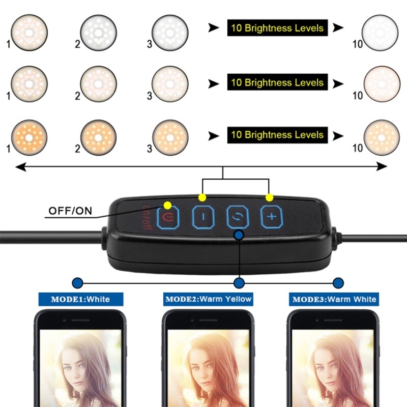 Кольцевая LED-лампа Puluz SYA0014601 со штативом для телефона