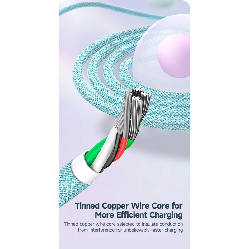 Кабель Romoss CB1734 USB Type-C - Lightning (M/M), 1 м, Blue (CB1734-631-727H)
