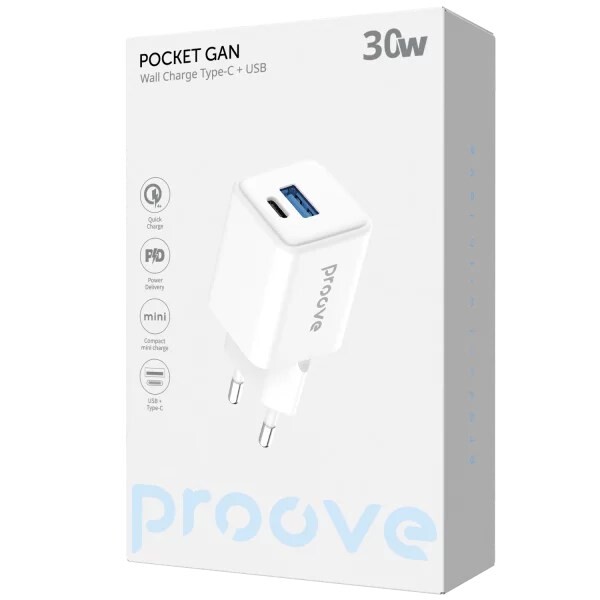 Мережевий зарядний пристрій Proove Pocket GaN 30W White (WCPG30110002)