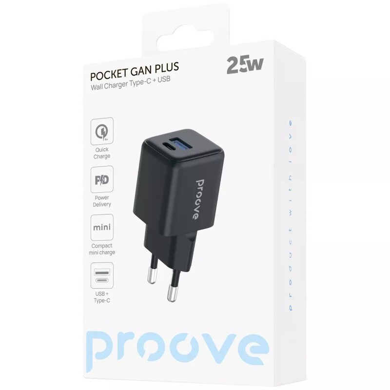 Сетевое зарядное устройство Proove Pocket GaN Plus 25W Black (WCPG25111201)