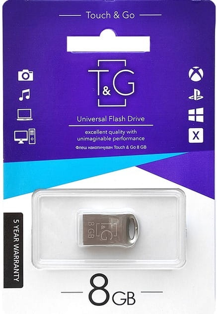 Флеш-накопитель USB 8GB T&G 105 Metal Series Silver (TG105-8G)