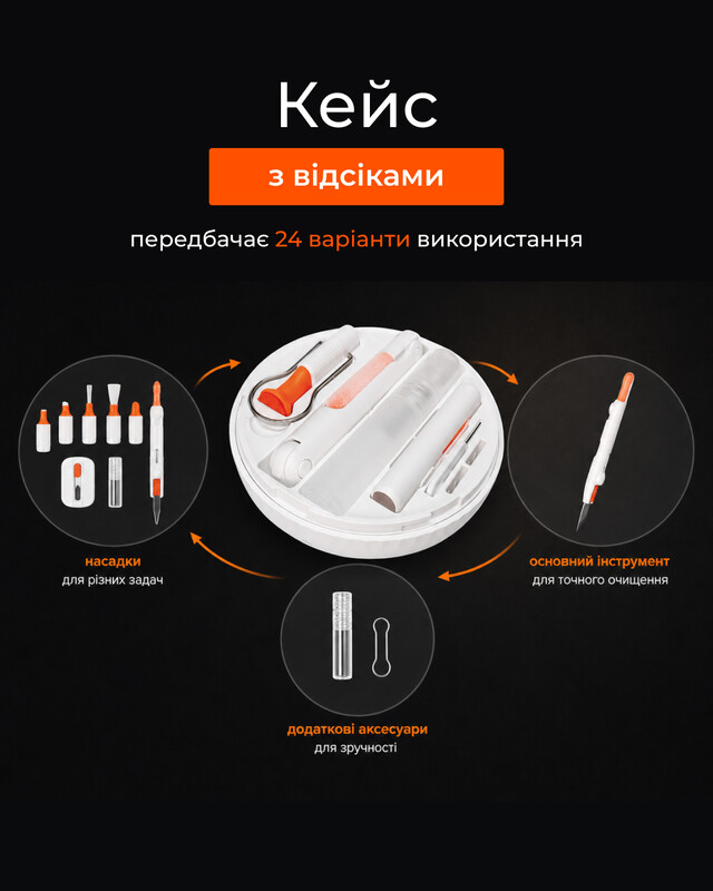 Чистящий набор 2E для оргтехники 24в1, бело-оранжевый (2E-SK24IN1)