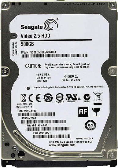 Накопитель HDD 2.5" SATA  500GB Seagate 5400rpm 16MB Video (ST500VT000)