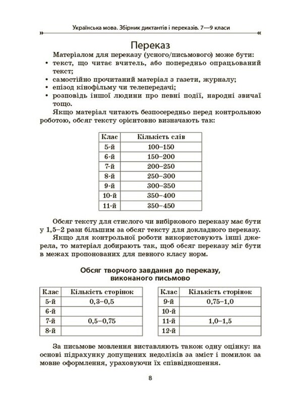 Українська мова. Збірник диктантів і переказів. 7-9 класи