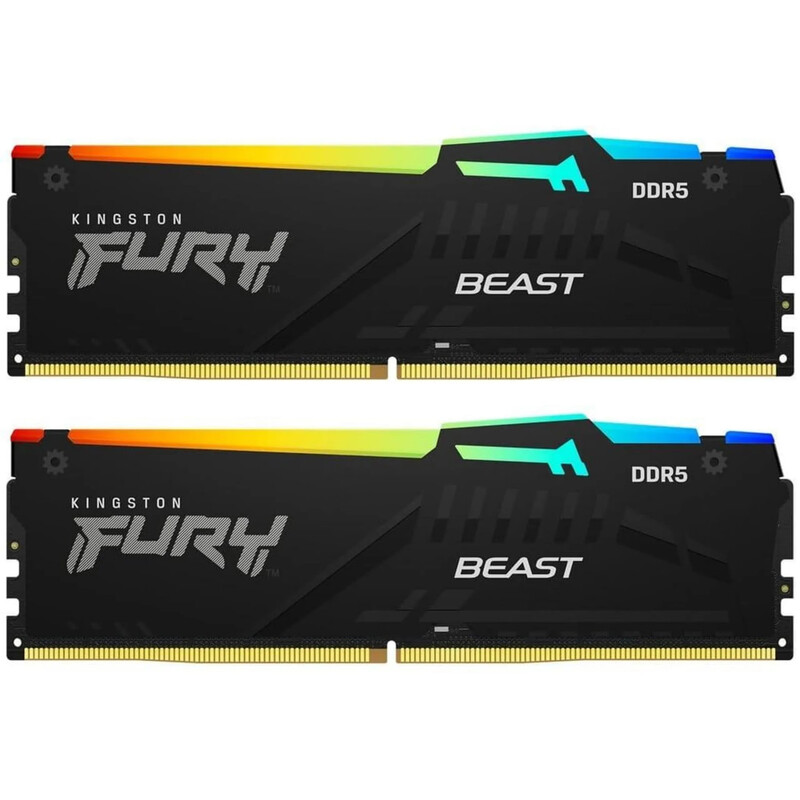 Модуль памяти DDR5 16GB/6000 Kingston Fury Beast RGB Expo Black (KF560C30BBEAK2-16)