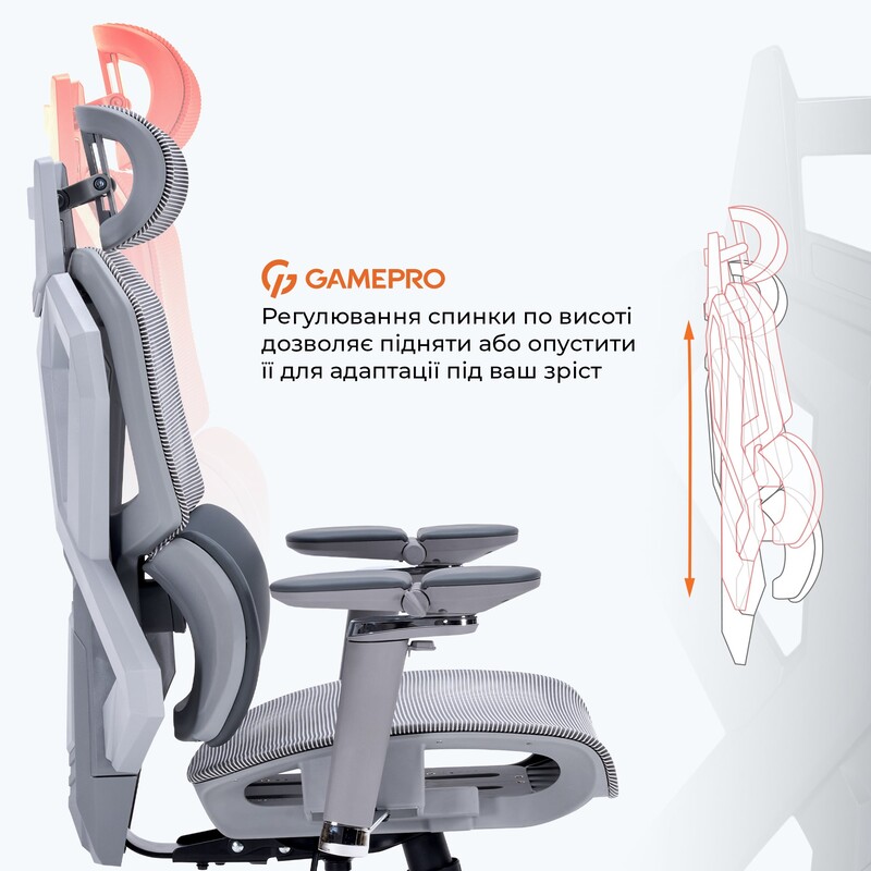 Крісло для геймерів GamePro Edge GC820MG Grey