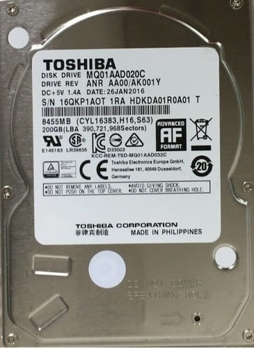 Фото - Накопитель HDD 2.5" SATA 200GB Toshiba 8MB 4200rpm (MQ01AAD020C) | click.ua