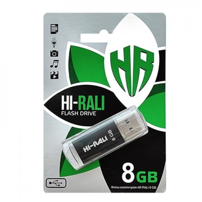 Флеш-накопитель USB 8GB Hi-Rali Rocket Series Black (HI-8GBVCBK)