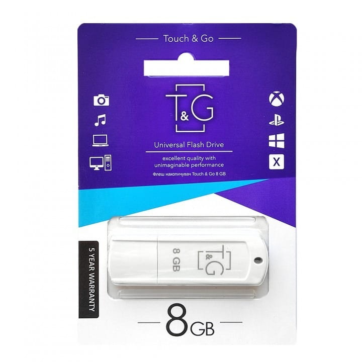 Флеш-накопичувач USB 8GB T&G 011 Classic Series White (TG011-8GBWH)