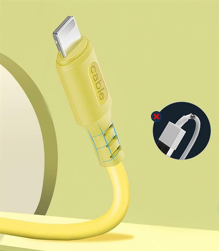 Кабель ColorWay USB - Lightning (M/M), soft silicone, 2.4 А, 1 м, Yellow (CW-CBUL043-Y)