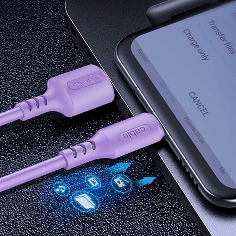 Кабель ColorWay USB - Lightning (M/M), soft silicone, 2.4 А, 1 м, Purple (CW-CBUL044-PU)